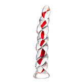Sexus Glass Dildo Red Ribbed 18.2 Centimeters Premium Body Safe Toy DONGS Glass